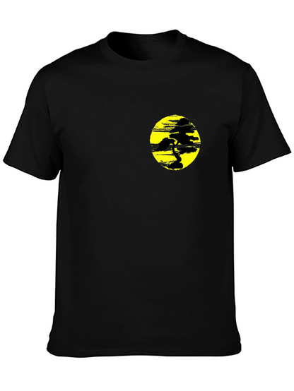 Black T-Shirt with Yellow Bonsai Graphic