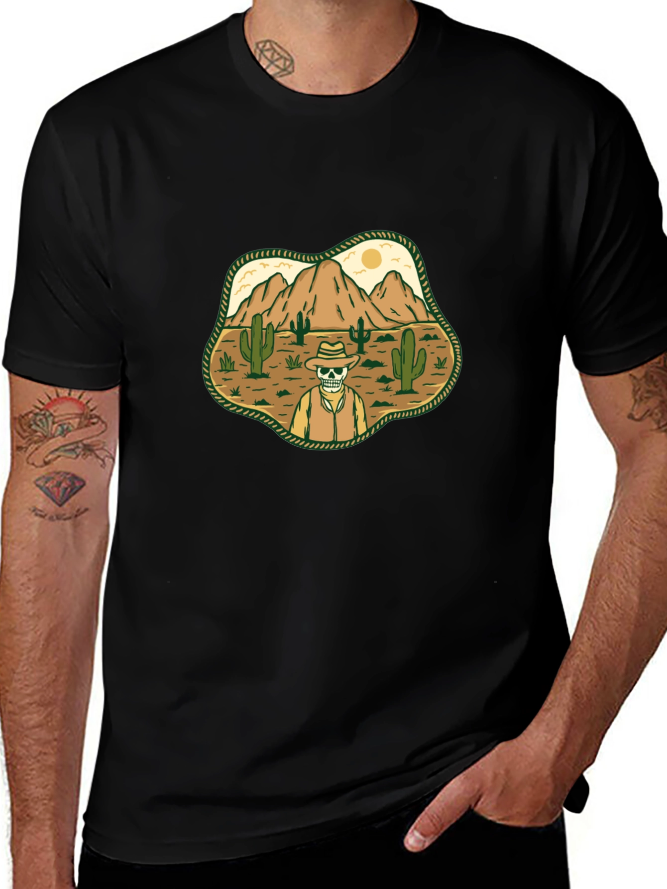 Desert Skull Cowboy Graphic T-Shirt