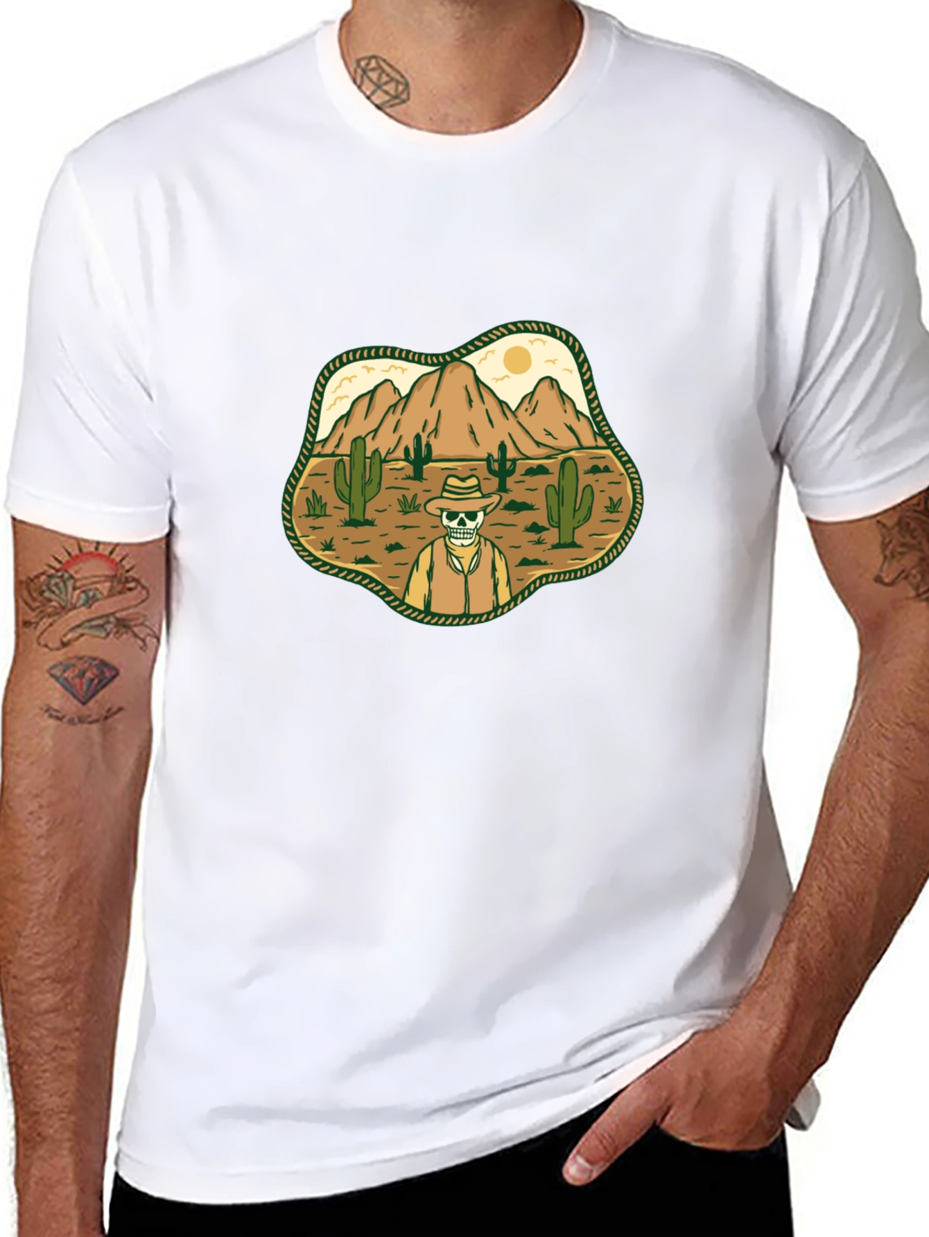 Desert Skull Cowboy Graphic T-Shirt