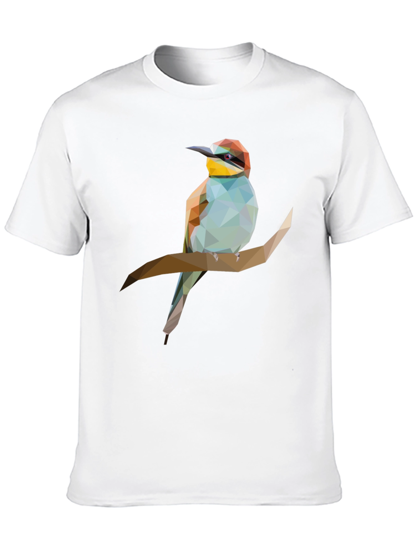 Geometric Bird on Branch Graphic Tee - Black