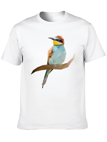 Geometric Bird on Branch Graphic Tee - Black