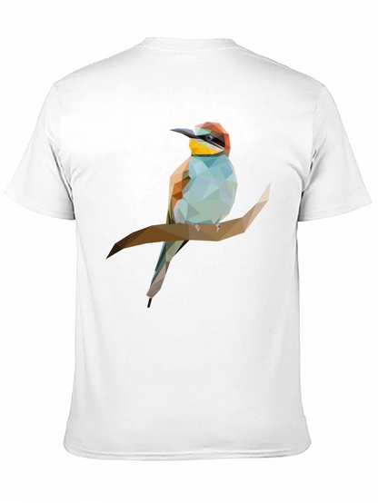 Geometric Bird on Branch Graphic Tee - Black