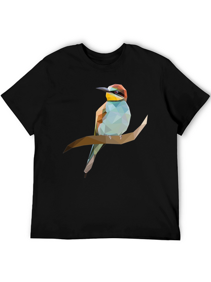 Geometric Bird on Branch Graphic Tee - Black