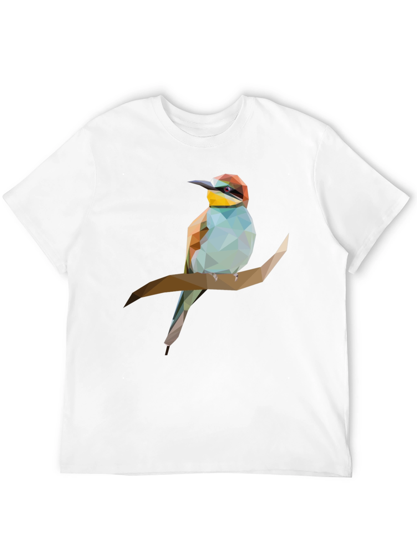 Geometric Bird on Branch Graphic Tee - Black