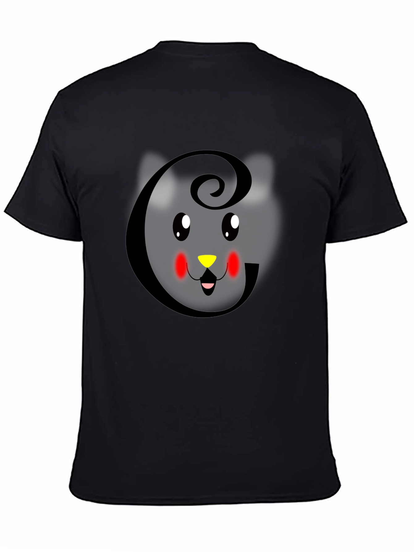 Cute Cat Initial G Black T-Shirt