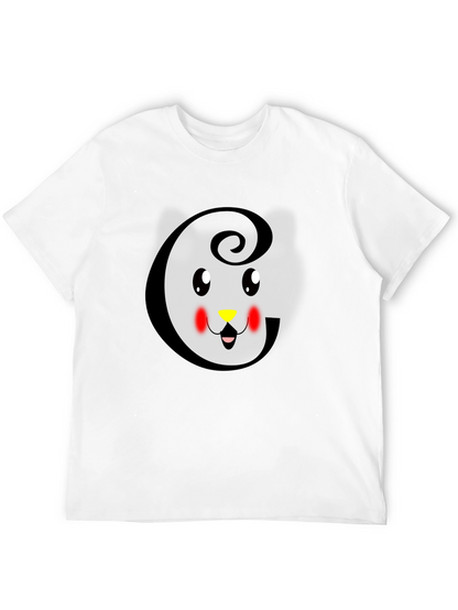 Cute Cat Initial G Black T-Shirt