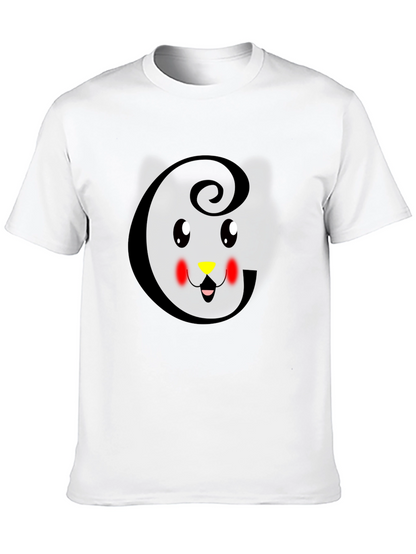 Cute Cat Initial G Black T-Shirt
