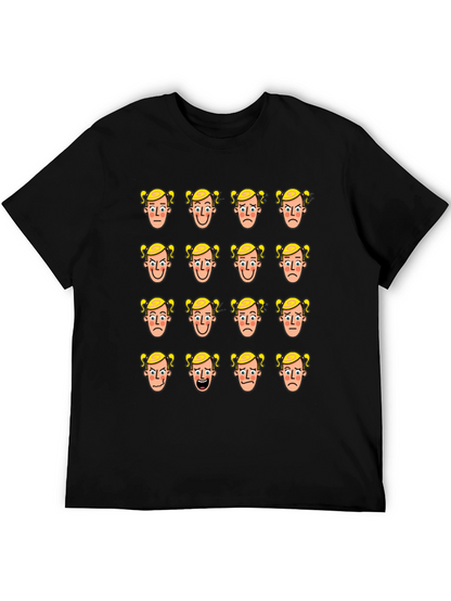 Emotional Faces Graphic Print Black T-Shirt