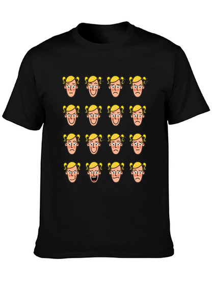 Emotional Faces Graphic Print Black T-Shirt