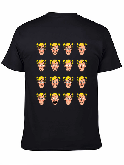 Emotional Faces Graphic Print Black T-Shirt