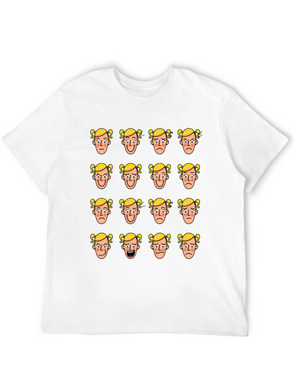 Emotional Faces Graphic Print Black T-Shirt