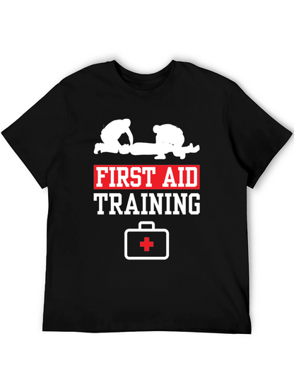 First Aid Training Black Cotton T-Shirt