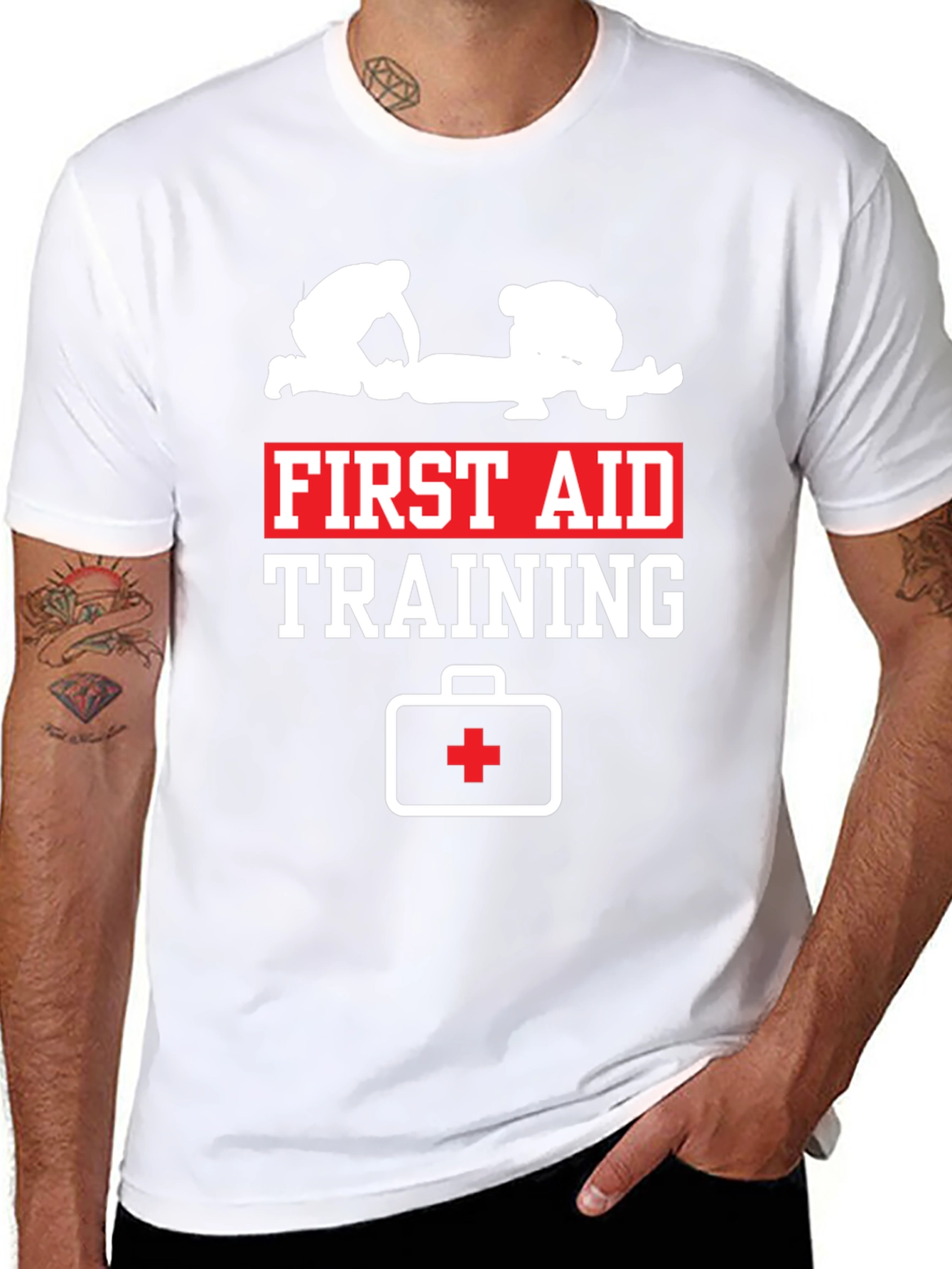 First Aid Training Black Cotton T-Shirt