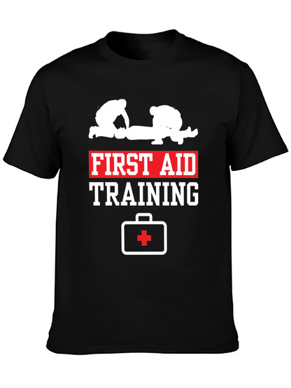 First Aid Training Black Cotton T-Shirt