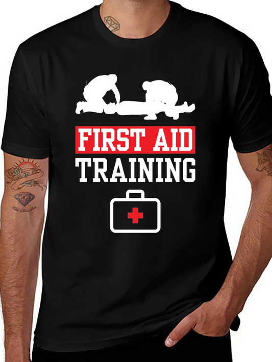 First Aid Training Black Cotton T-Shirt