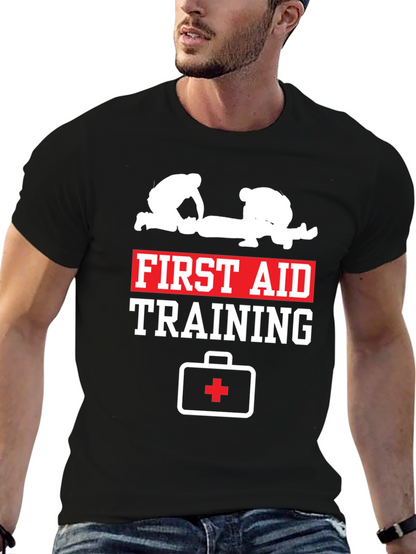 First Aid Training Black Cotton T-Shirt
