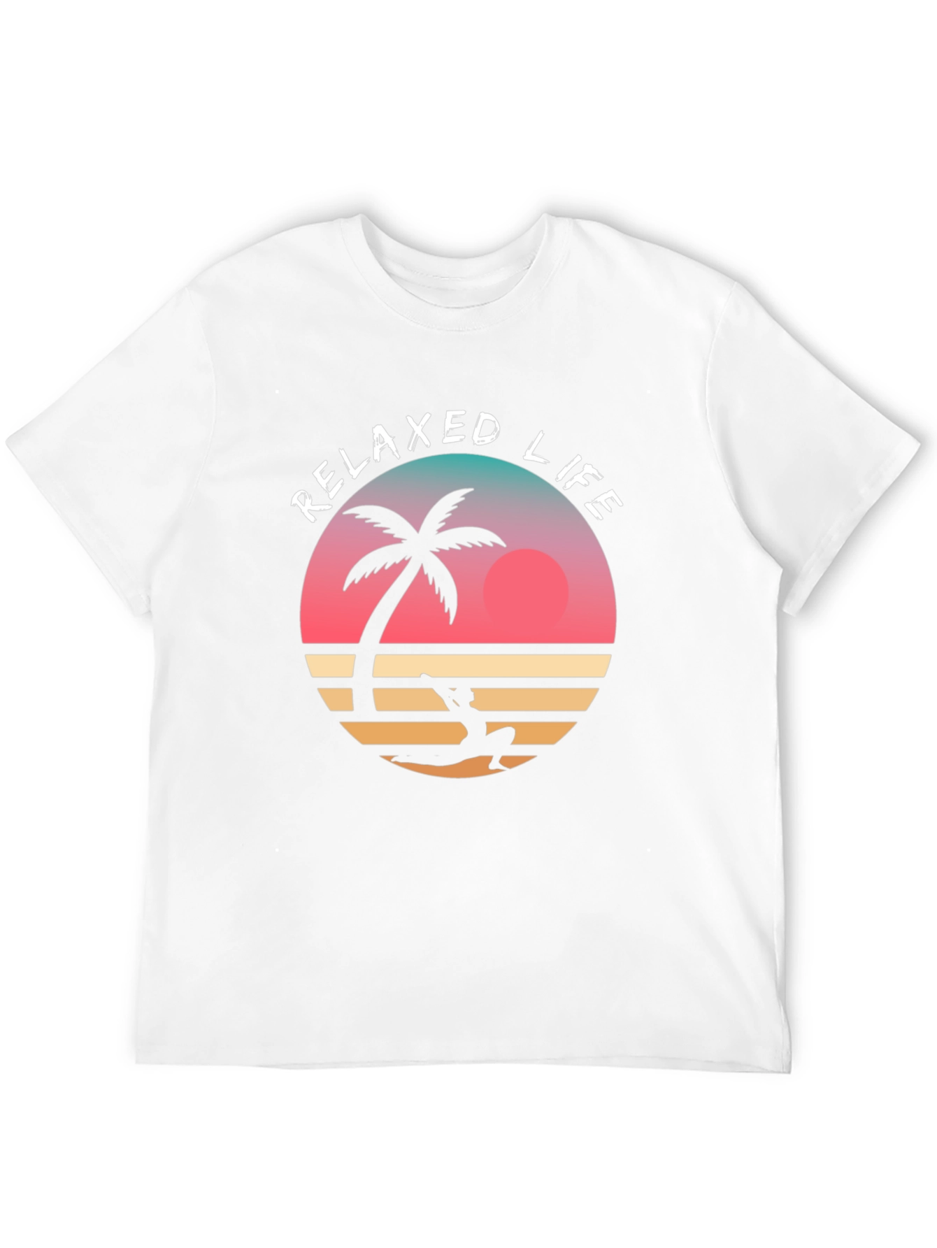 Relaxed Life Graphic Tee - Tropical Palm & Sunset