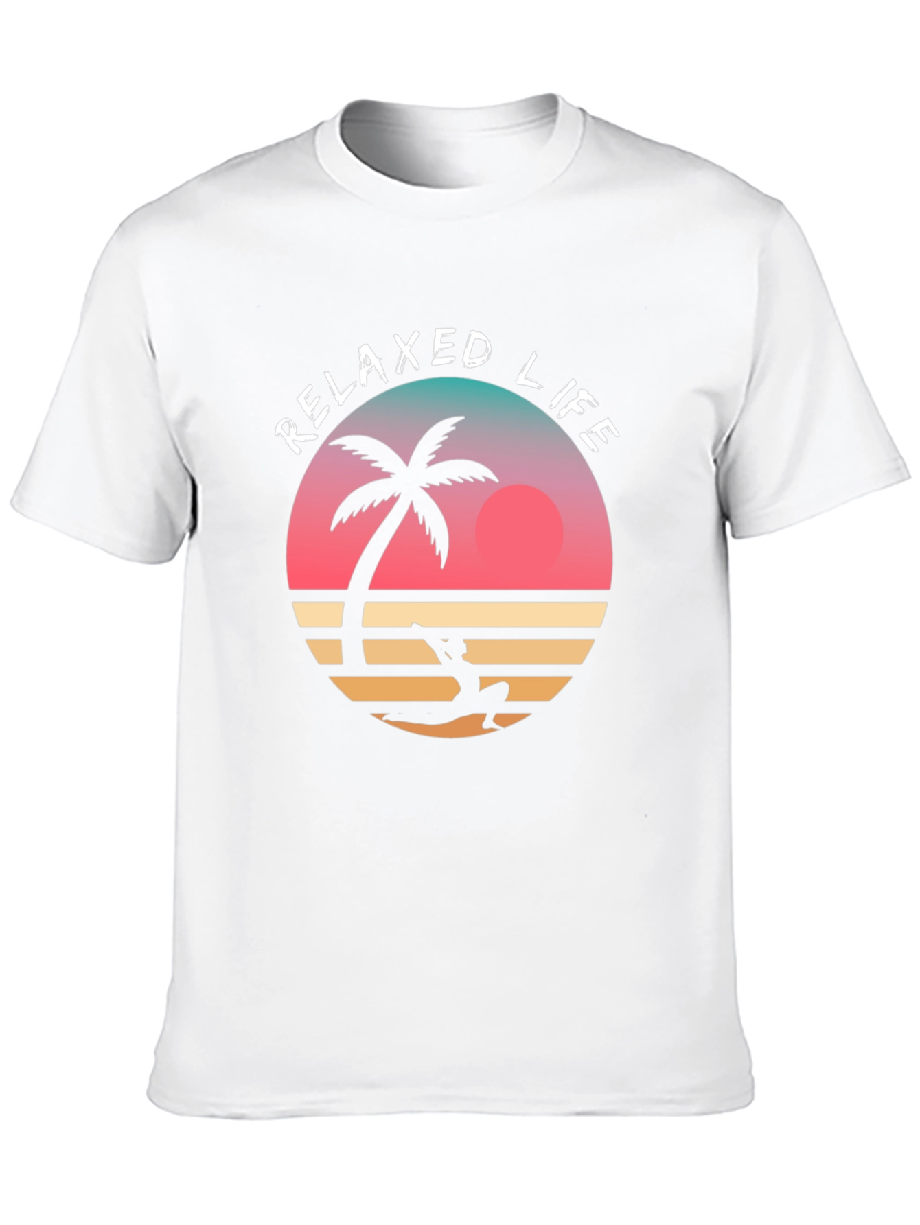 Relaxed Life Graphic Tee - Tropical Palm & Sunset