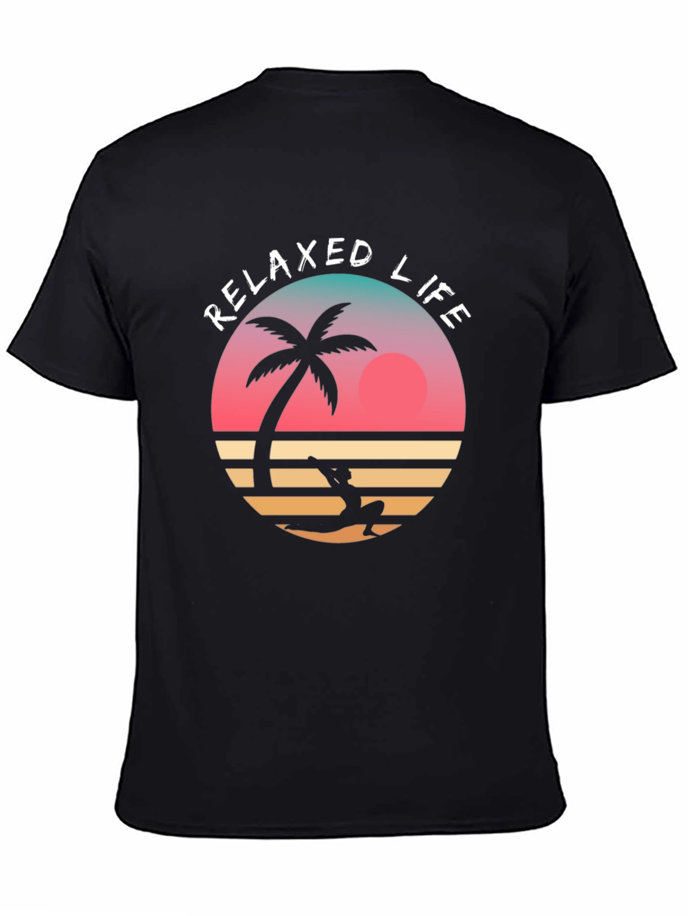 Relaxed Life Graphic Tee - Tropical Palm & Sunset