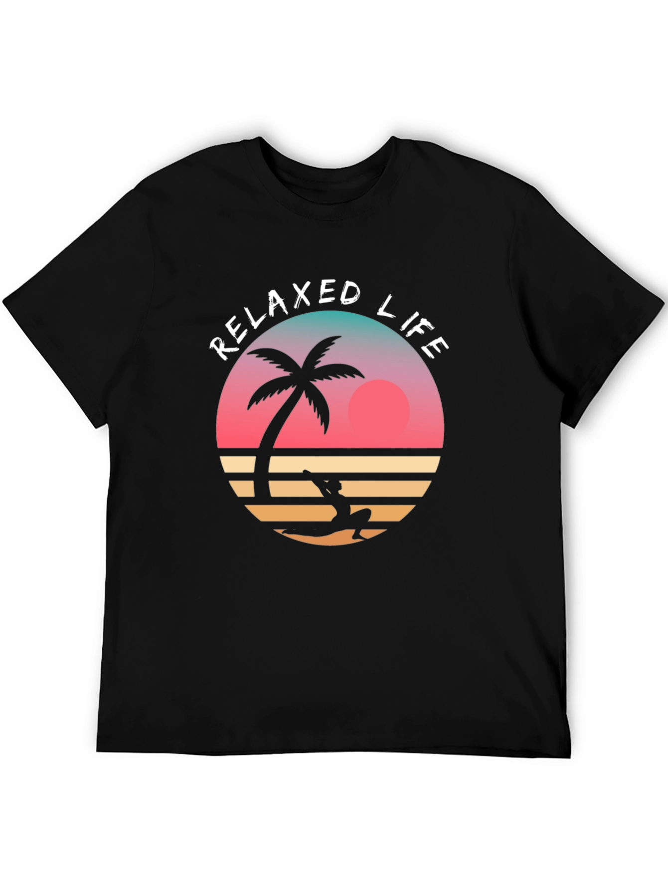 Relaxed Life Graphic Tee - Tropical Palm & Sunset
