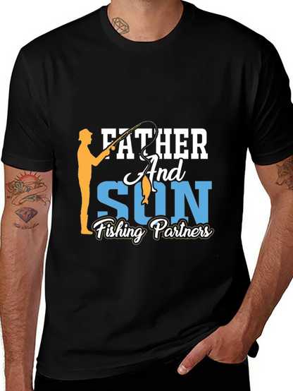 Father and Son Fishing Partners Black T-Shirt