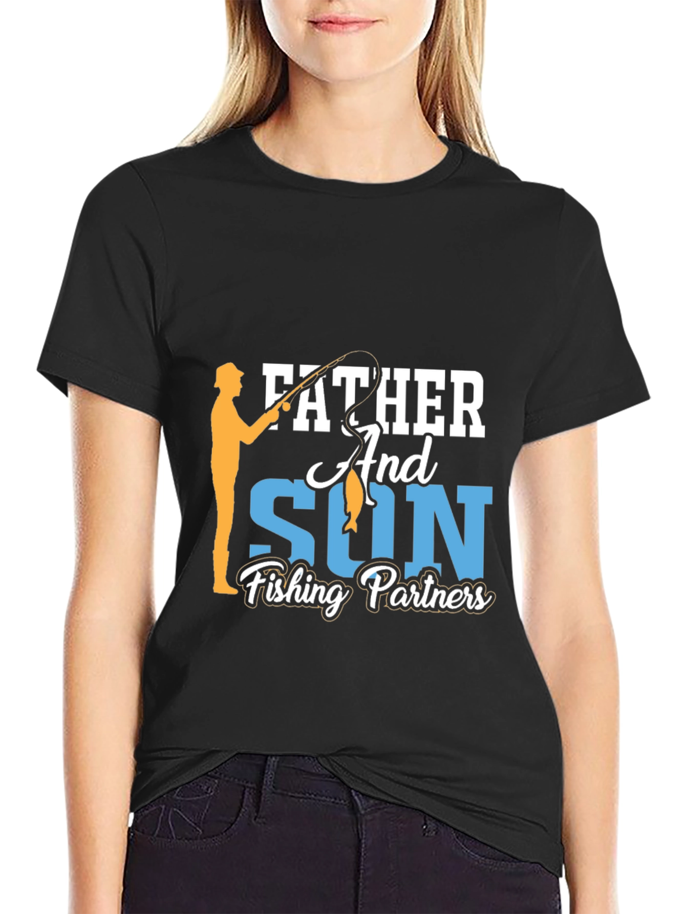 Father and Son Fishing Partners Black T-Shirt