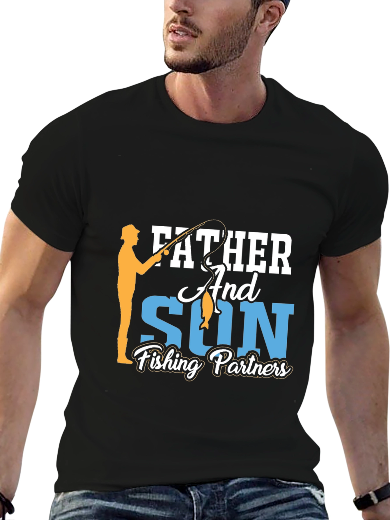Father and Son Fishing Partners Black T-Shirt