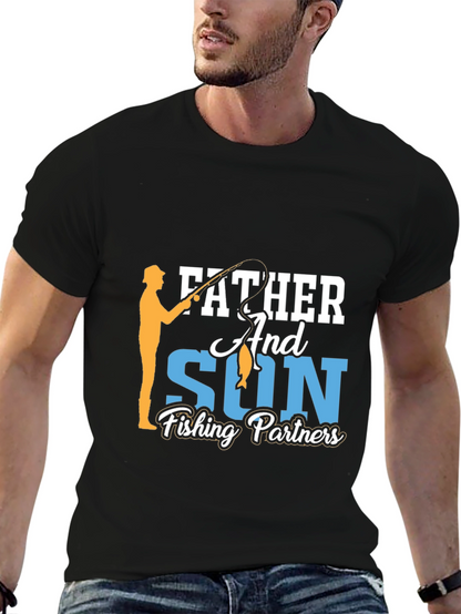 Father and Son Fishing Partners Black T-Shirt