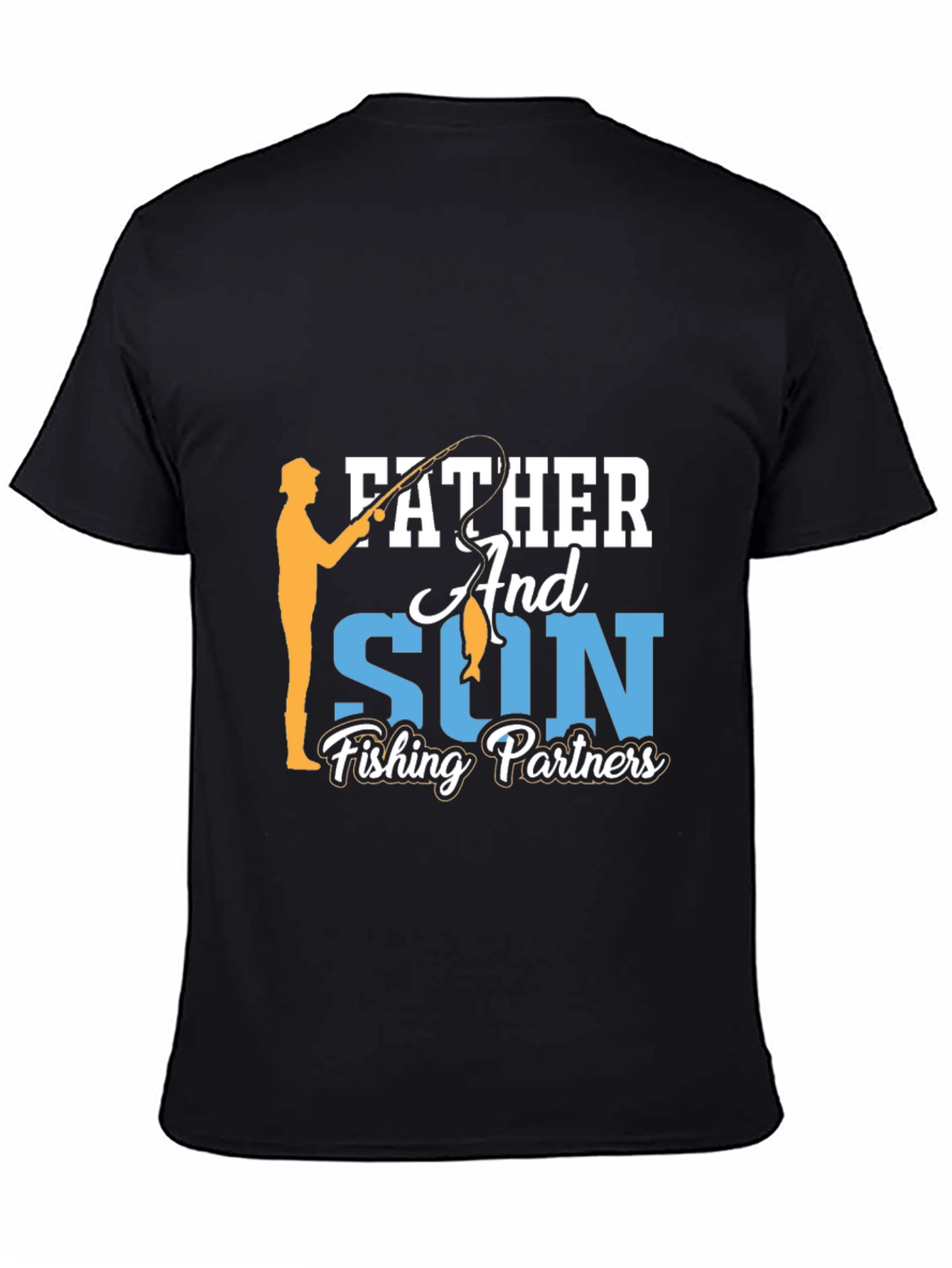 Father and Son Fishing Partners Black T-Shirt
