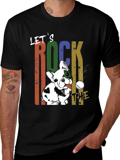 Lets Rock The Tee - Dog Graphic T-Shirt