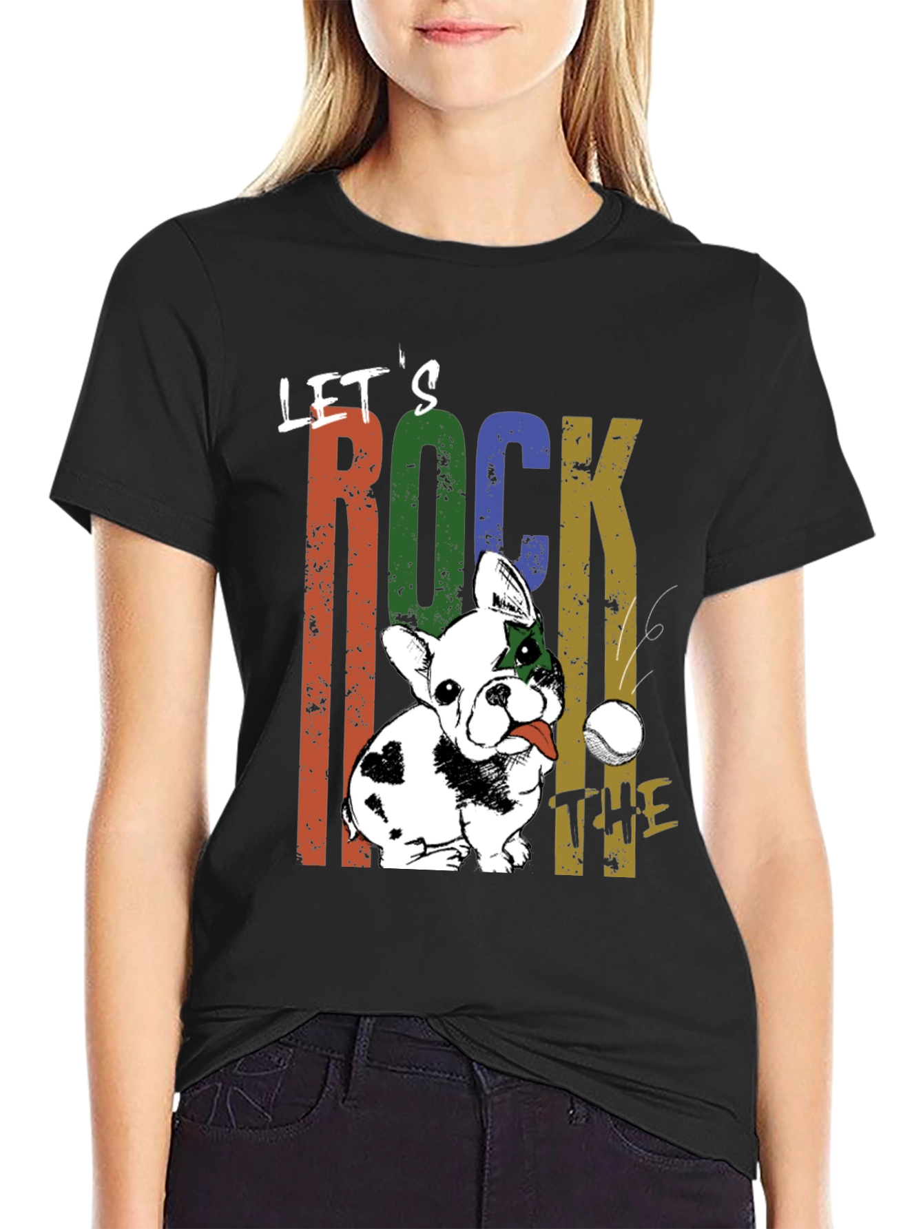 Lets Rock The Tee - Dog Graphic T-Shirt