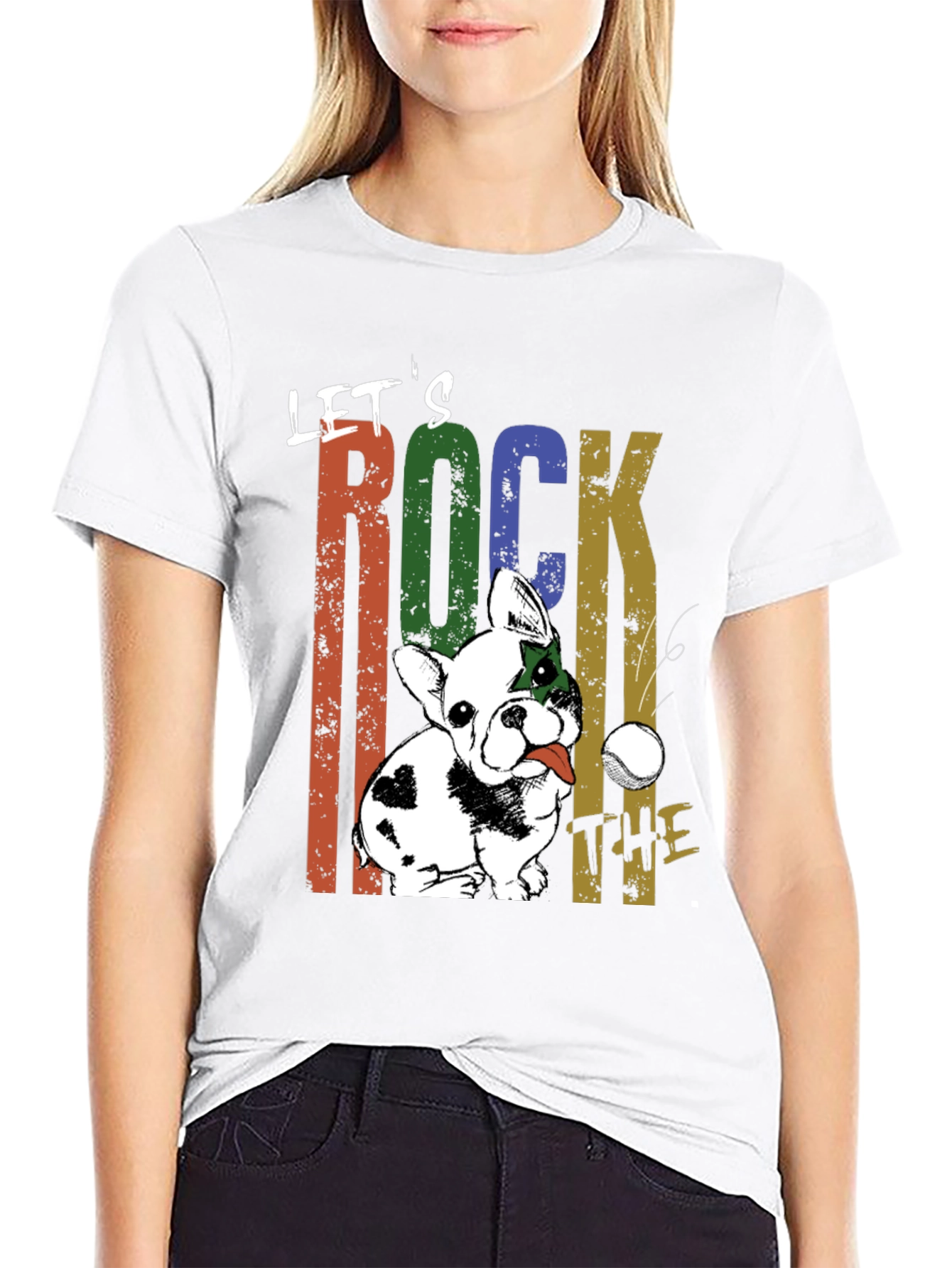 Lets Rock The Tee - Dog Graphic T-Shirt
