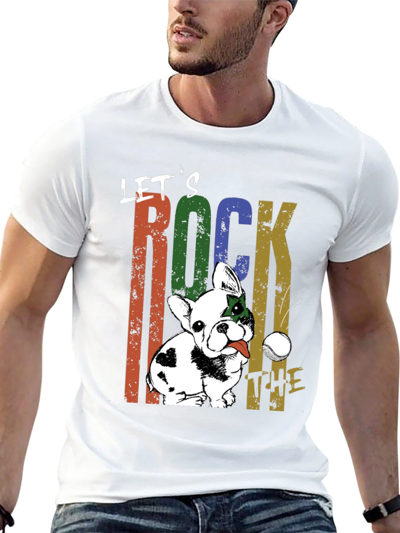 Lets Rock The Tee - Dog Graphic T-Shirt