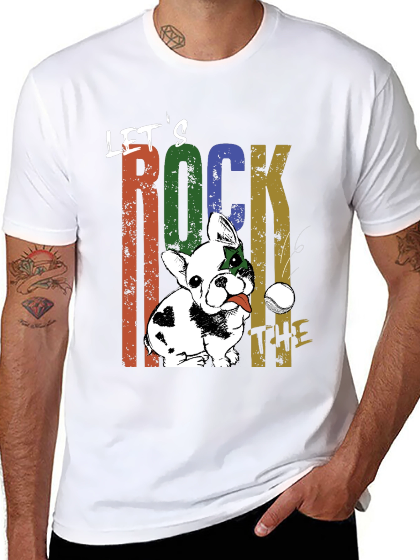 Lets Rock The Tee - Dog Graphic T-Shirt