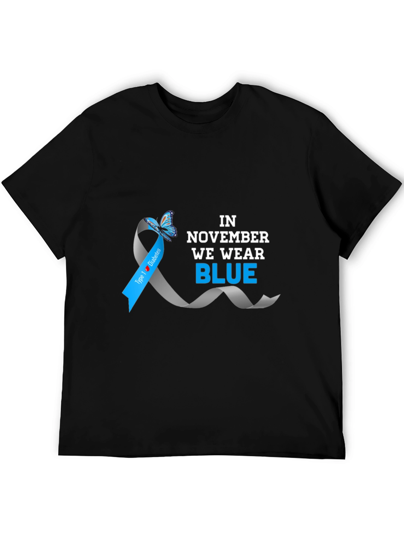 November Diabetes Awareness Blue Ribbon T-Shirt