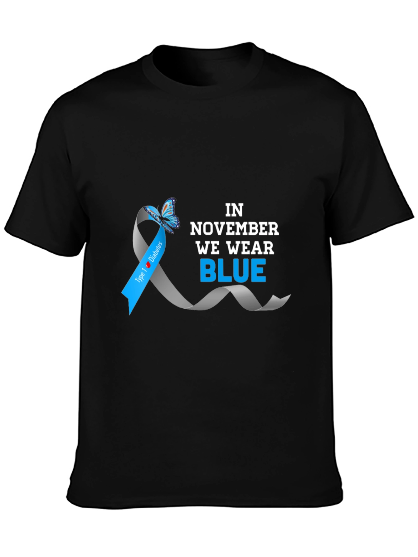 November Diabetes Awareness Blue Ribbon T-Shirt