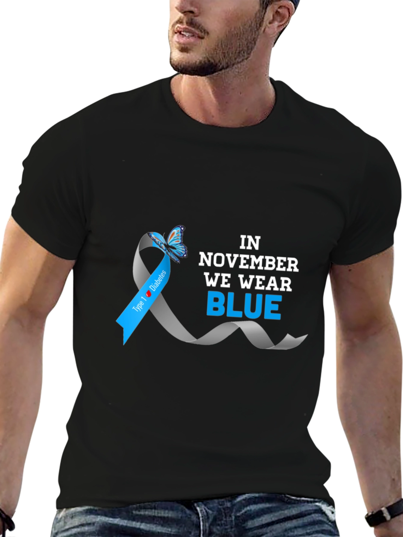 November Diabetes Awareness Blue Ribbon T-Shirt