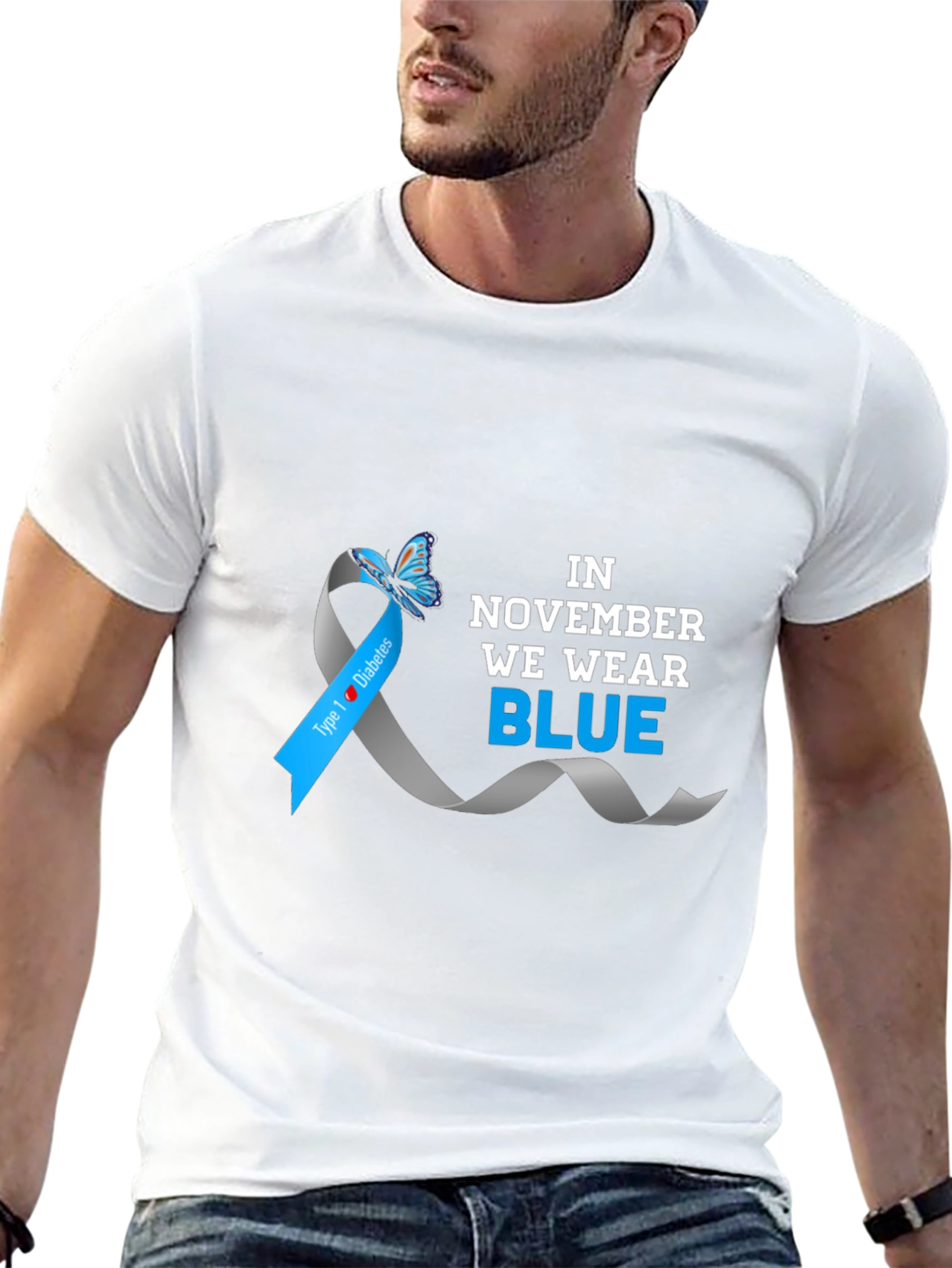 November Diabetes Awareness Blue Ribbon T-Shirt