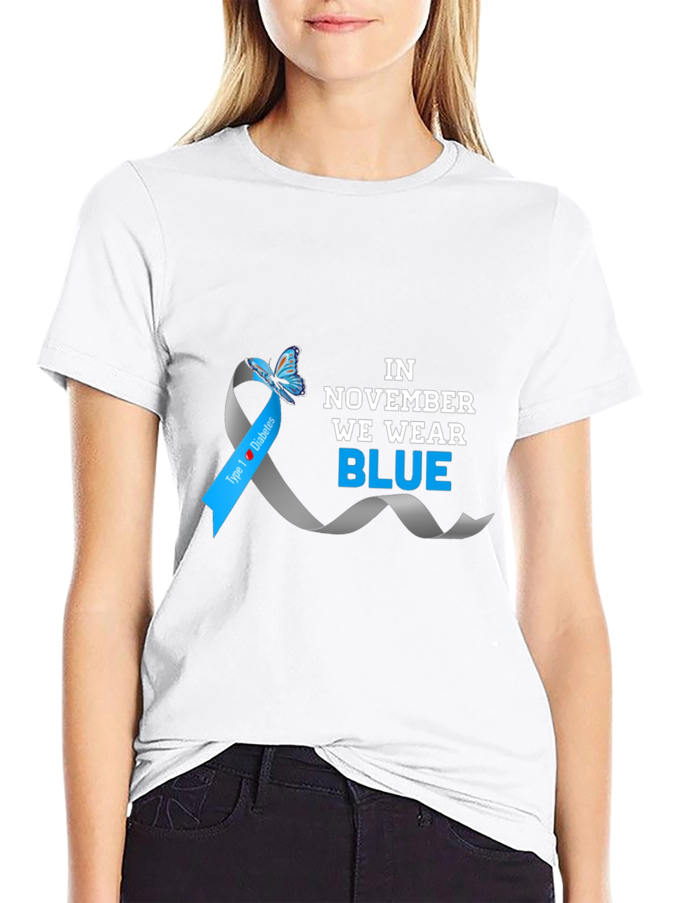 November Diabetes Awareness Blue Ribbon T-Shirt