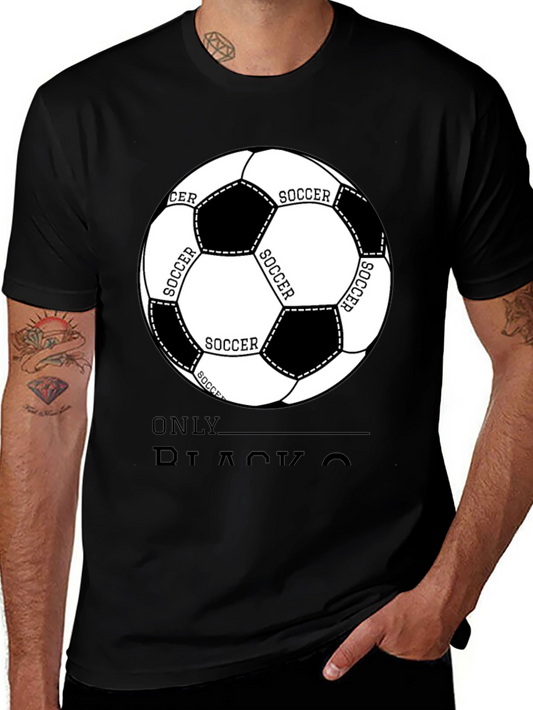 Soccer Ball Graphic Black T-Shirt - Casual Style