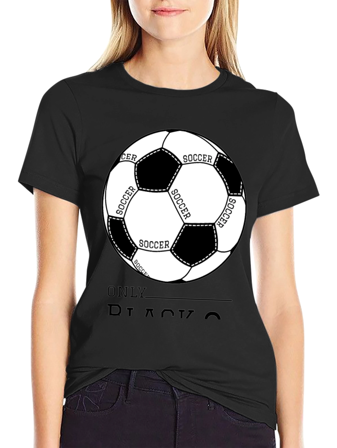 Soccer Ball Graphic Black T-Shirt - Casual Style