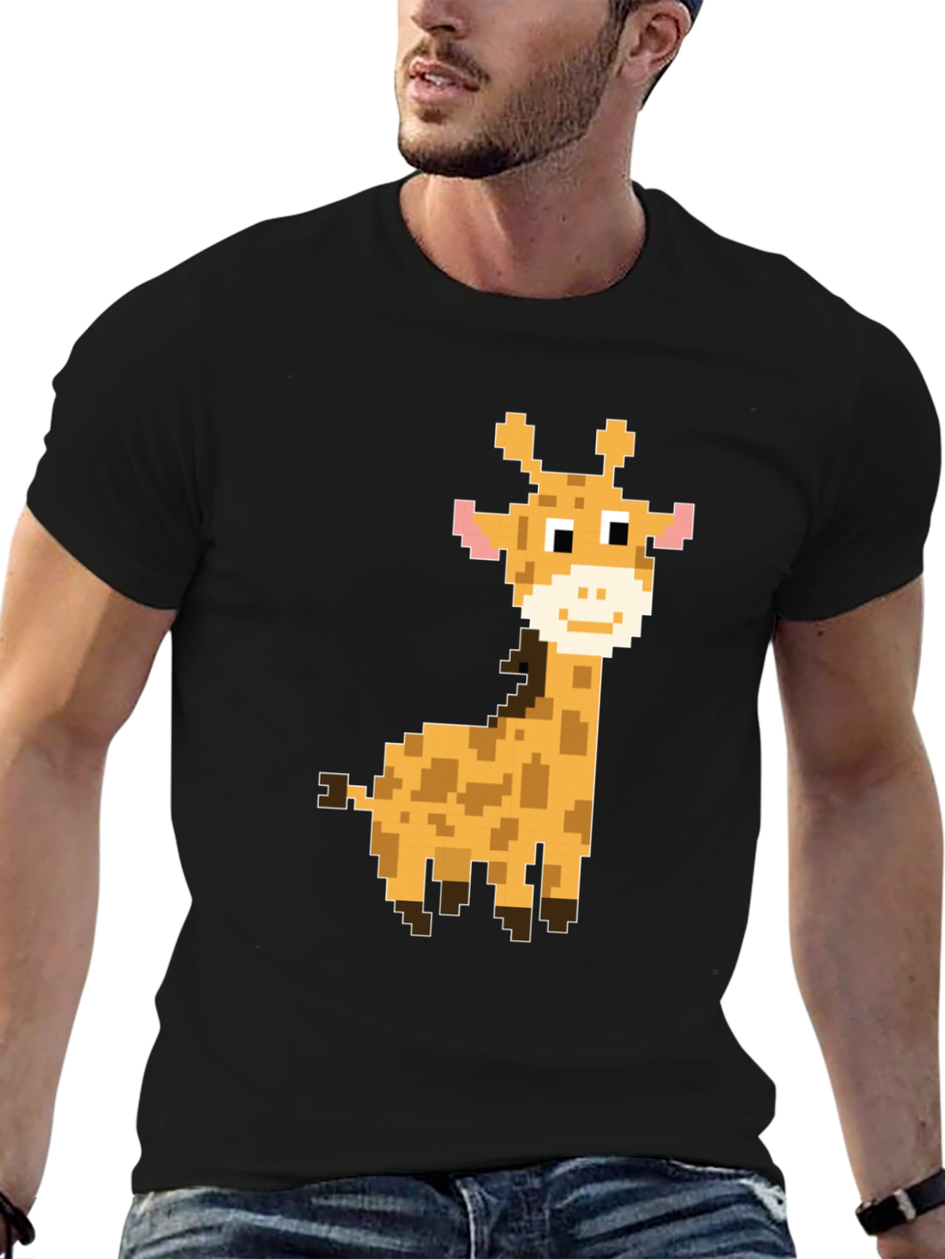 Pixel Giraffe Graphic Tee - Fun Casual Style