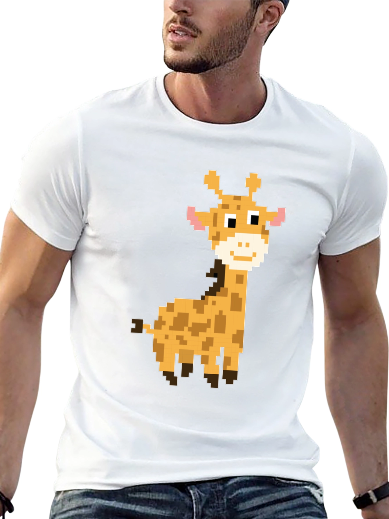 Pixel Giraffe Graphic Tee - Fun Casual Style