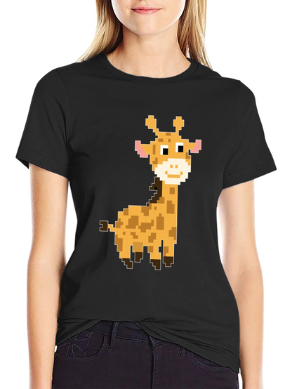 Pixel Giraffe Graphic Tee - Fun Casual Style