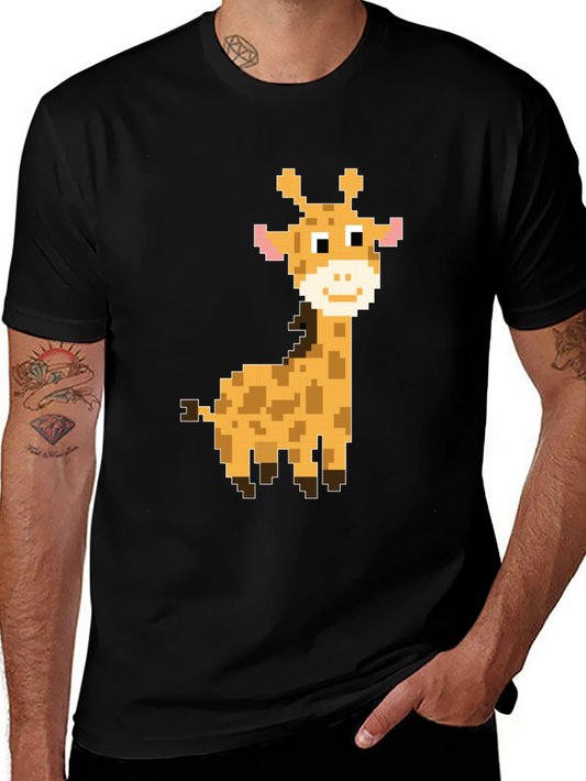 Pixel Giraffe Graphic Tee - Fun Casual Style