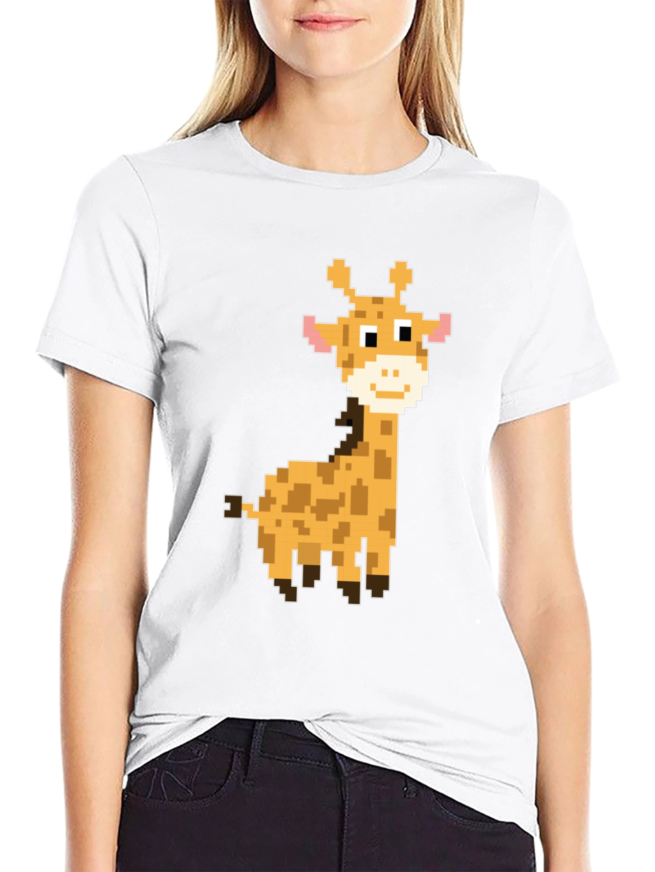 Pixel Giraffe Graphic Tee - Fun Casual Style