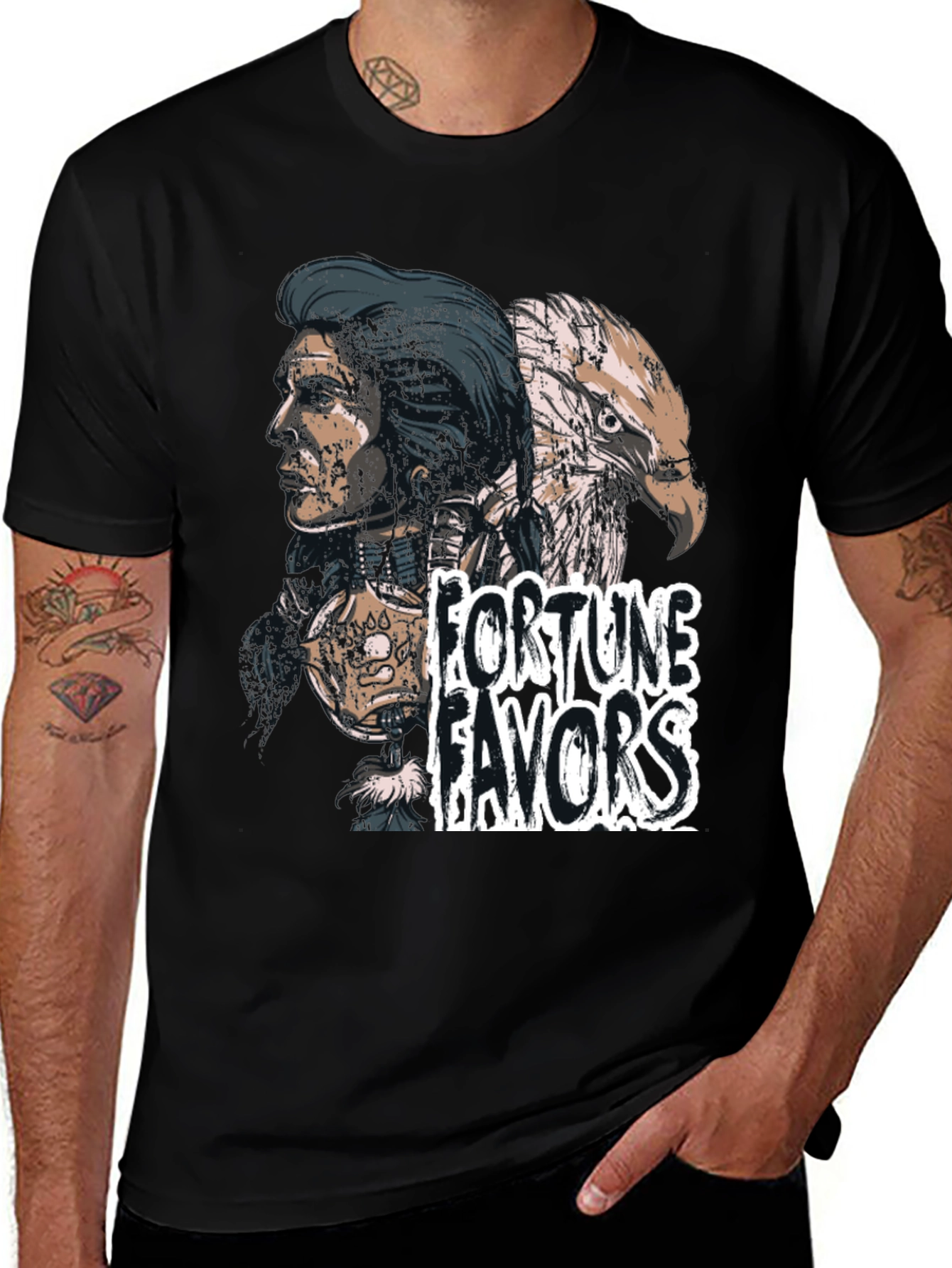 Fortune Favors Black Graphic T-Shirt
