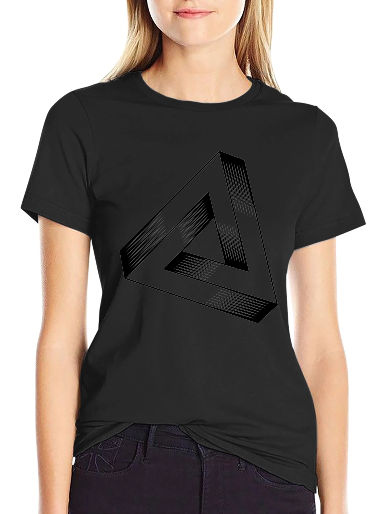Optical Illusion Triangle Black T-Shirt