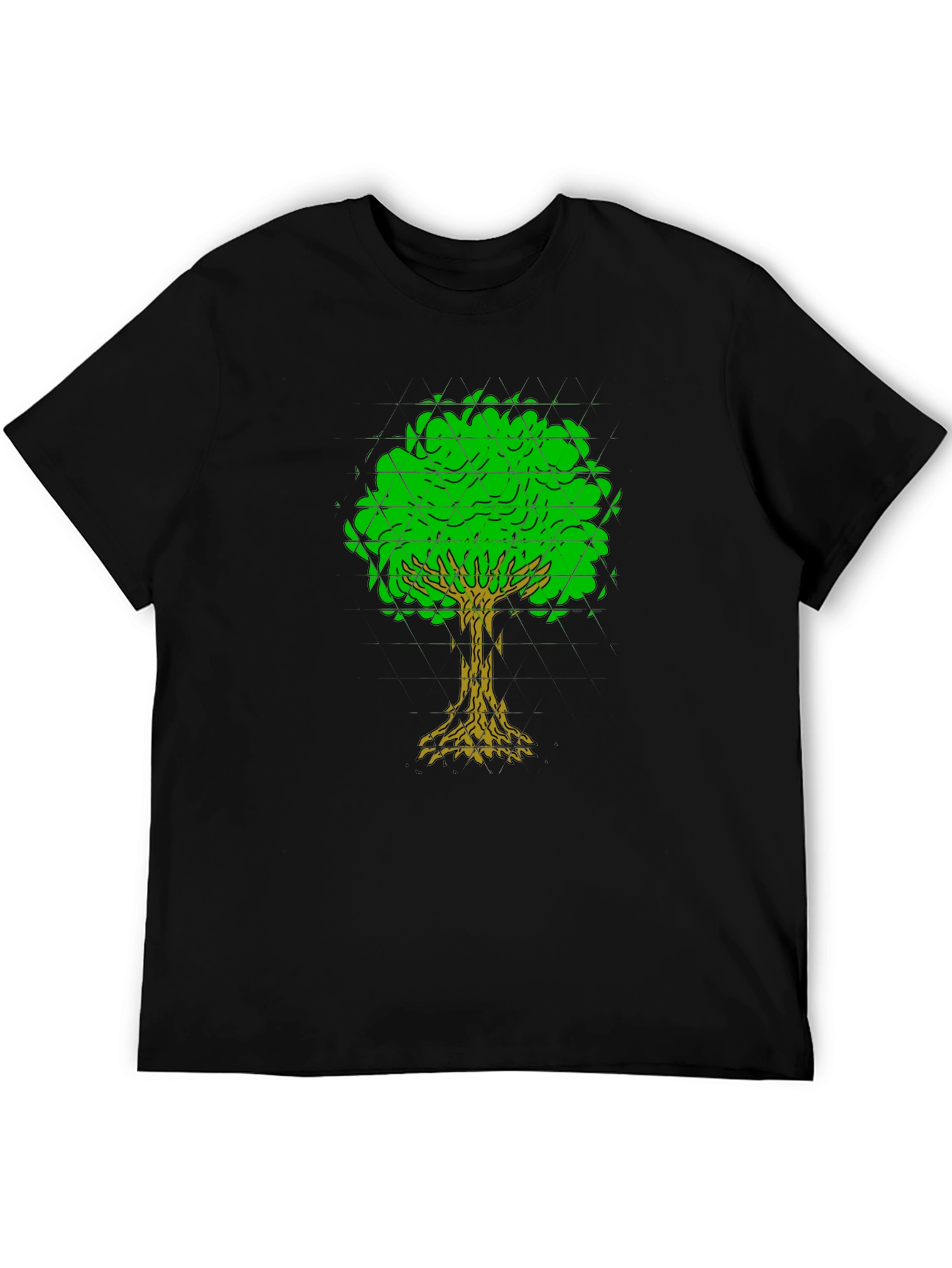 Geometric Tree Graphic Tee - Black