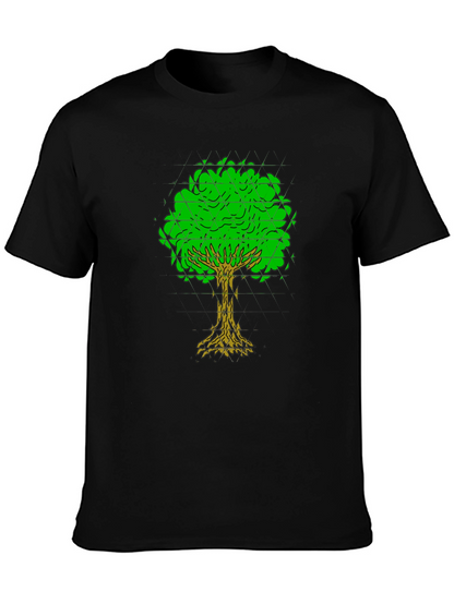 Geometric Tree Graphic Tee - Black